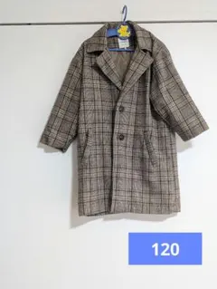 キッズ　チェック柄チェスターコート　120
