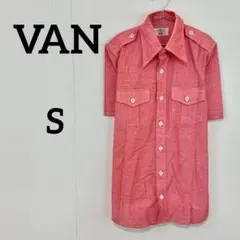 【VAN】半袖ワークシャツ ピンク 胸ポケット エポレット付 サイズ40のサムネイル