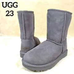 訳あり美品 アグ クラシック ショート ムートンブーツ レディース グレー 23