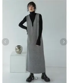 Re:EDIT リエディ ミラノリブ変形キーネックIラインニットワンピース SC