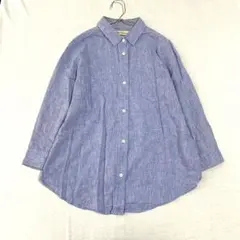 【クリアインプレッション】ボタンシャツ ブラウス 7分袖 綿麻混 裾ボタン変更1のサムネイル