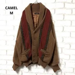 CAMEL ニットカーディガン　キャメル混　日本製　ヴィンテージ　ウール　M