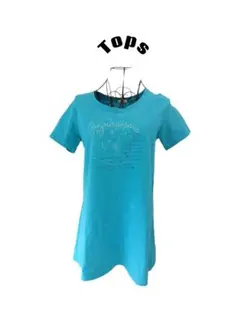 ターコイズ プリント Tシャツ