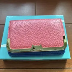 美品　ツモリチサト　カードケース　名刺入　箱付き　猫のプレート　金色　牛革　羊皮