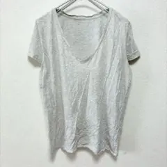 メローナ レディース Vネック 半袖 Tシャツ 杢無地 L グレー グレー 綿
