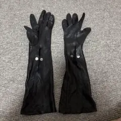 ぺ*の様 黒革ロング手袋レディスM程度裏地なし