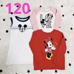 ミッキー&ミニー柄 トップス&ワンピース 3枚まとめセット(120㎝)のサムネイル