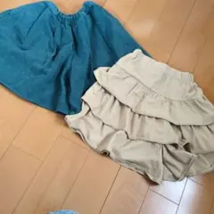 フリル付キュロットスカート 130A ベージュ