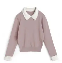 GRL/フェザー配色襟付きニットトップス