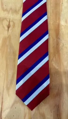 Cortino シルク ネクタイ 赤 青 ストライプ　ハンドメイド