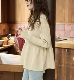 【新品】FREAK'S STORE ウォッシャブル ペプラム ニットプルオーバー