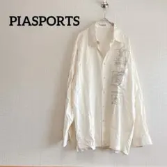 PIASPORTS 長袖シャツ アイボリー 刺繍入り バックスバニー Ⅲのサムネイル