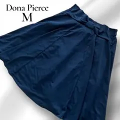 新品タグ付✨Dona Pierce リボン付 タックフレアスカート 濃紺 M