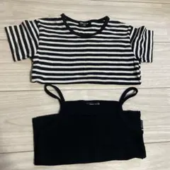 COMME CA ISM ストライプ 半袖Tシャツキャミソールセット100Aのサムネイル