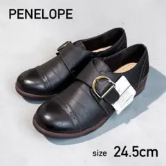 未使用　PENELOPE　ASICS　モンクストラップシューズ　黒　24.5cm