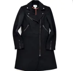 極美品】ARMANI アルマーニ ライダース ロングコート 黒 チェスター 