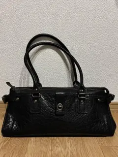 【00s】ブラック レザーミニボストンバッグ Y2K シボ革 archive