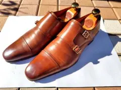 サントーニ　santoni ダブルモンク シューズUK5.5 ブラウンジョンロブのサムネイル