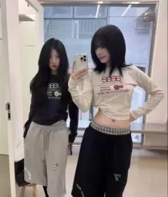 aeae ネイビー×グリーン　長袖　Tシャツ