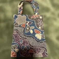 ハンドメイド風トートバッグ/藍染調/小花柄/ 商品