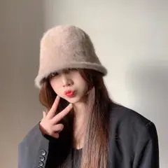 バケットハット　フェイクファー　ファーハット　ハット　ボア　Ｆ1