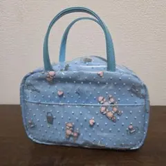 ナルミヤ pom ponette ミニハンドバッグ ポーチ 水色 平成レトロのサムネイル