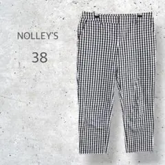 【NOLLEY'S】　クロップド丈　ギンガムチェック　テーパードパンツ　38のサムネイル