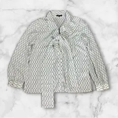 ✨新品タグ付き DHC チェーン柄フリルブラウス 11号 長袖✨のサムネイル