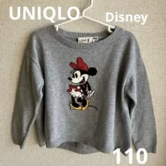 ユニクロ ミニーマウスセーター 110 グレー薄手女の子 UNIQLOディズニー