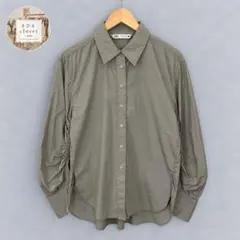 ZARA ザラ 長袖 ギャザー シャーリングシャツMグレー古着 シンプル