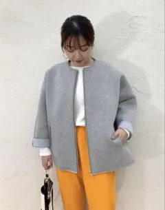 未使用COLLAGE ノーカラージャケット グレー