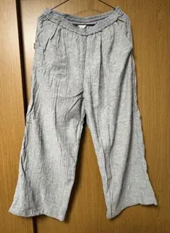 studio CLIP リネンコットンワイドパンツ L グレー