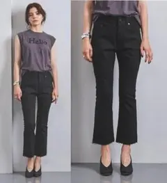 極美品　MADISONBLUE　ヘムカット フレア デニムパンツ　02　ブラック 美品 MADISONBLUE マディソンブルー ヘムカット フレア デニムパンツ