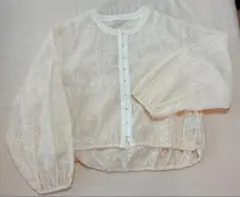 Cepo 刺繍入り シアーノーカラーシャツブルゾン アイボリーM 春秋