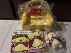 ポムポムプリン30周年くじ⭐︎ソファ型小物入れ＆タオル＆ぬいぐるみセット