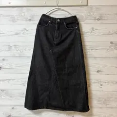 無印良品 デニム カポック混　デニム　フレア　スカート ブラック Mのサムネイル