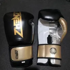 SALE値下美品ZHENGTUボクシンググローブ14OZプロスタイルztty黒金