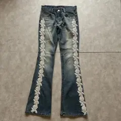 grunge fade lace flare denim pants y2kのサムネイル