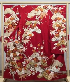 美品　成人式❤️　振袖フルセット　絞り　駒刺繍　御所車飛鶴吉祥文　金彩　正絹　逸品 美品 成人式❤️ 振袖フルセット 絞り 駒刺繍 御所車飛鶴吉祥文