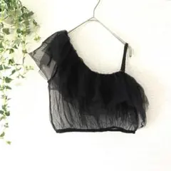 CIAOPANIC ビスチェ チュール フリル ワンショルダー ブラックのサムネイル