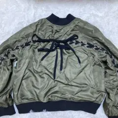 カーキ　ジャケット　BROWNY　リボン　網目リボン