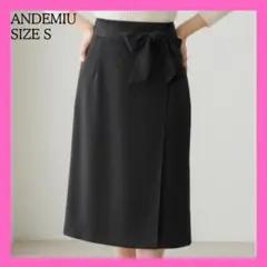 【完売品】Andemiu ハイウエストラップスカート S 黒 秋冬オフィス◎