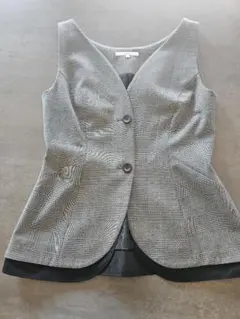 カデュネ　グレンチェック　ノースリーブバイカラーベスト　アルページュストーリー