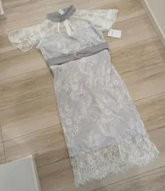 【dazzy store】キャバドレス S グレー レース フリル袖
