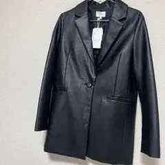 rienda ブラック レザー風ジャケット M