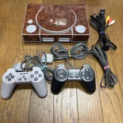 【動作確認済み】初代　プレイステーション　本体セット　ウッド調シール