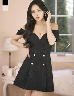 jewels sugar ラメツイードオフショルミニドレス/キャバドレス