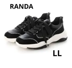 RANDA グリッターラインスニーカー ブラック　LL 訳ありのサムネイル