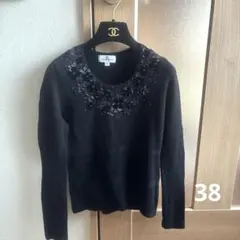 courrèges クレージュ ニット ブラック 38 花のサムネイル