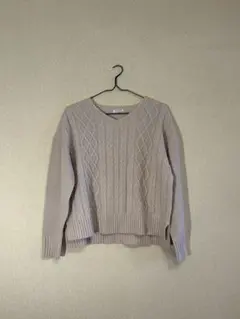 【Honeys】ケーブルニットセーター ピンクベージュ